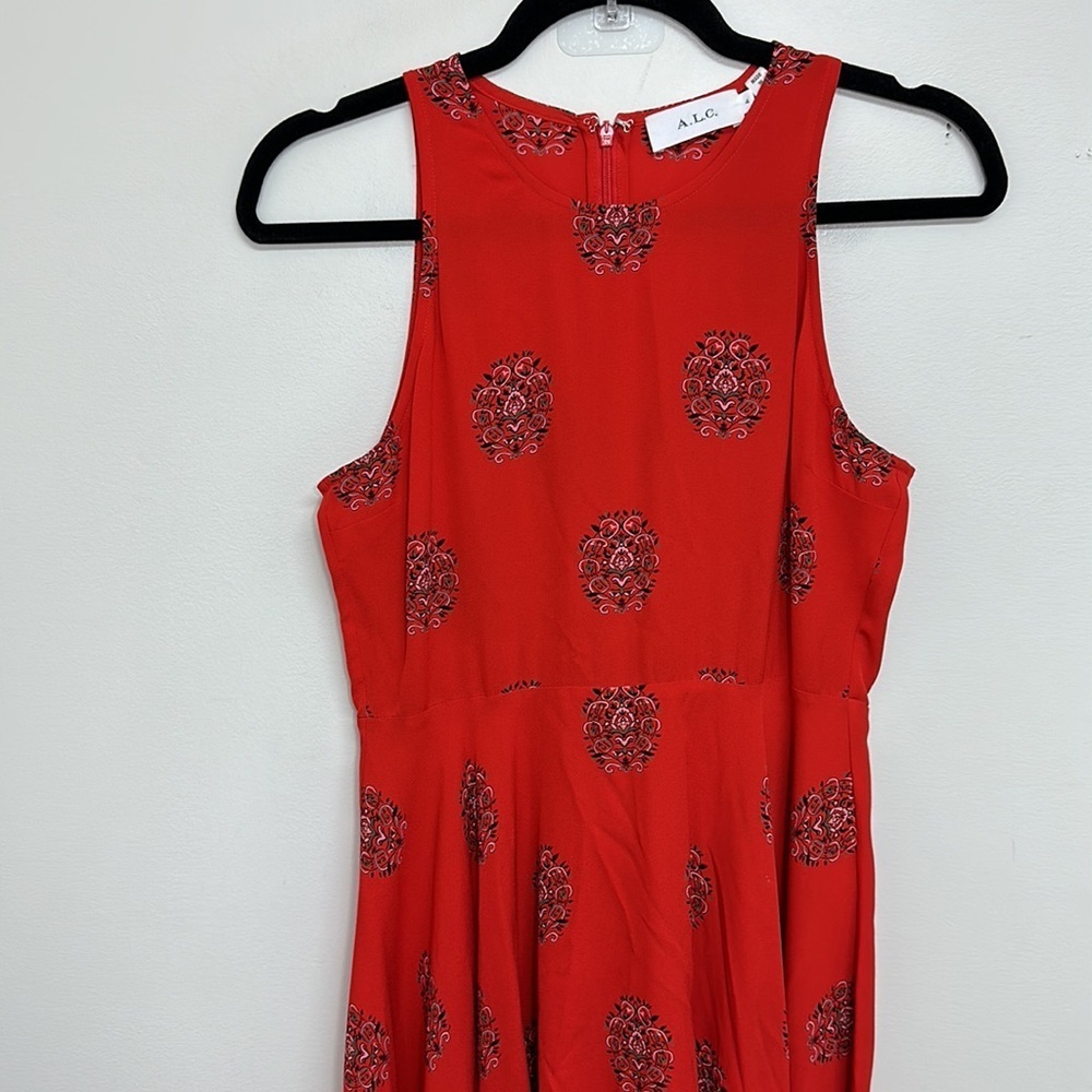 A.L.C. Elisa Silk Red Midi Dress Size 4 - Picture 4 of 7